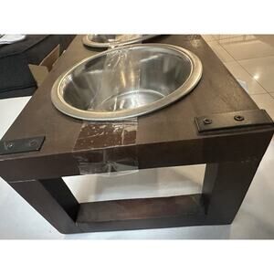 Elevated/Raised Pet Dog Bamboo Feeder/Stainless Steel READ DEATIL! For Food